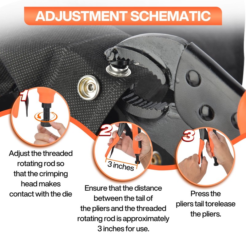 Robust Push Button Tool with Pliers - Portable Eyelet Pliers