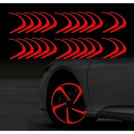 Reflective Wheel Rim Stripe Decal Compatible with Honda Accord Sedan 2018 2021 Vinyl Waterproof Stickers for Car Night Reflective Safety Warning Overlay Decoration Decals for Car (Red) - Color: Red