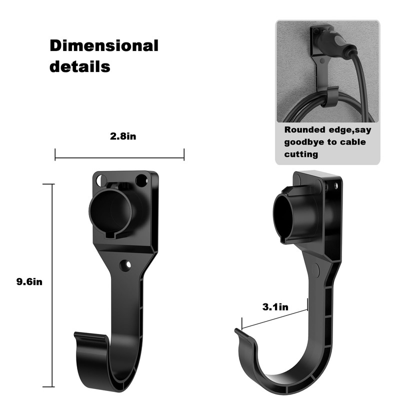 H3JANG EV Charger Holder for SAE J1772 Charger, Wall-Mount Electric