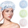 6PCS Shower Caps, Elastic Reusable Waterproof Plastic Shower Cap for