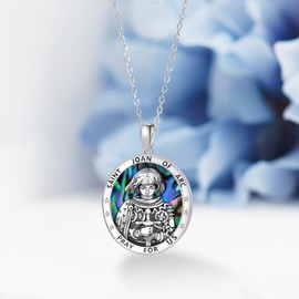 Feijiesi Joan of Arc Necklace Sterling Silver Joan of Arc Medal Catholic Jewelry Gifts for Women Men