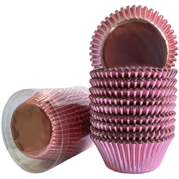 Cokiecan 200-Count Rose Gold Foil Cupcake Liners Standard Size Muffin