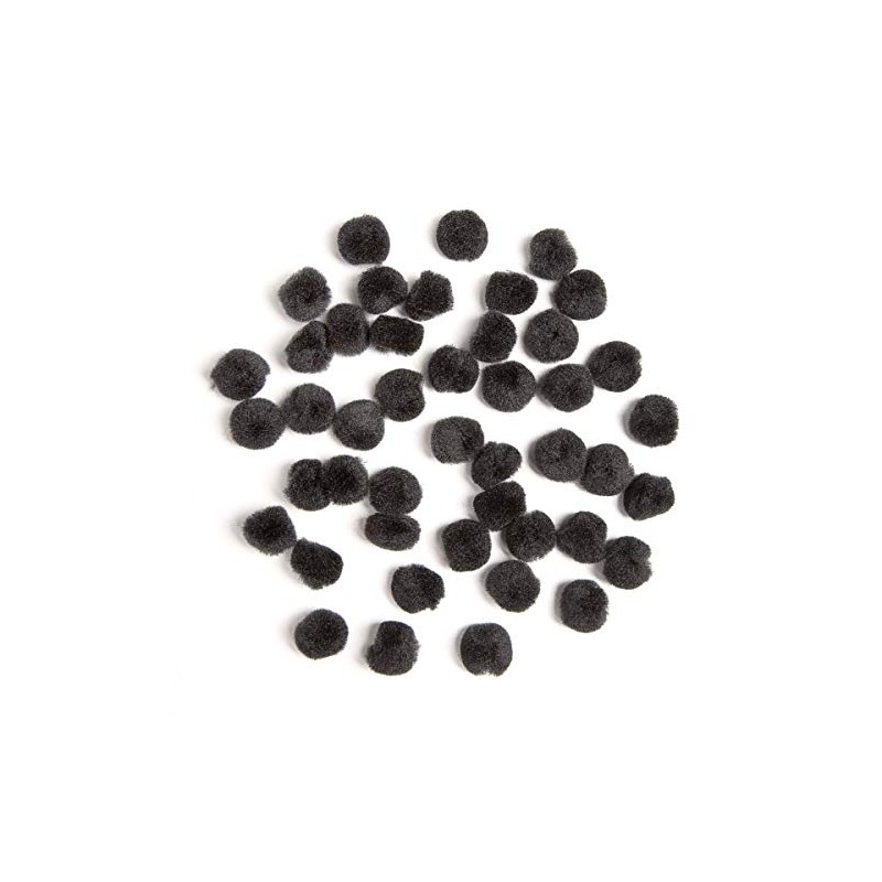 Acrylic Pom Poms - Black - .75 inch - 45