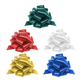 Mata1 - Pull Bows for Gifts - Assorted Colors, 9 Inch, Set of 5 - Large 9" Pull Strings for Presents - Gift Wrapping Ribbon Bows for Christmas