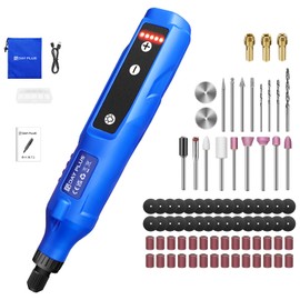 Powerful Rotary Multi Tool, Mini Cordless Rotary Tool with LED Light, 5 Speed Adjustment 3000-18000RPM, Ergonomic Design, for Carving, Cutting, Sanding, Drilling, Polishing and DIY Crafts