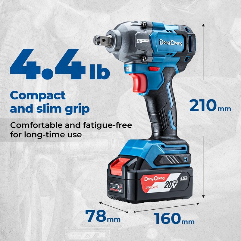 Dong Cheng 20V Brushless Impact Wrench, Max Torque 360 ft-lbs