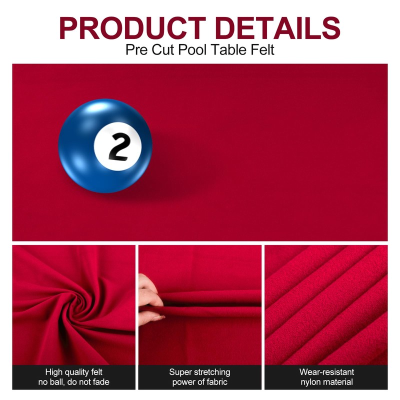 STRONGBERRY Pre-Cut Pool Table Felt Replacement Kit - 8ft Billiard