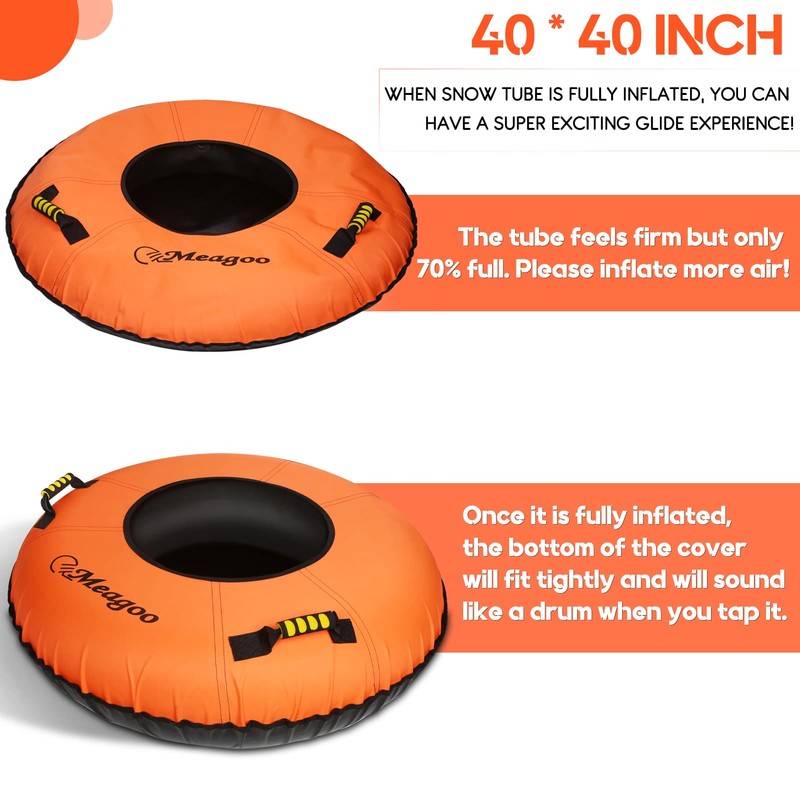 Meagoo Heavy Duty Snow Tube, Inflatable Durable 40" Snow Sled