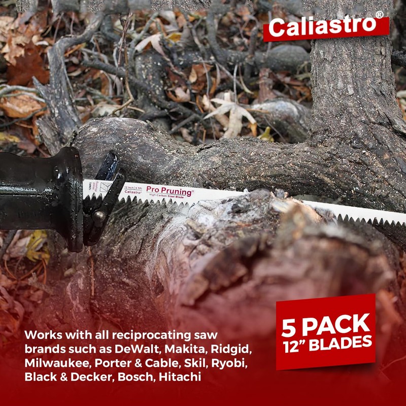Caliastro 12-Inch Wood Pruning Saw Blades for Reciprocating/Sawzall Saws -