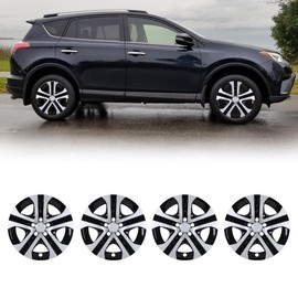 WOLFSTORM 17" Hubcaps for Toyota RAV4 2013-2018 Steel Wheels, R17 Car Hubcaps Snap On Installation 17 Inch Wheel Rim Cover Set of 4, Silver&Black