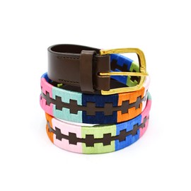 OdontoMed2011 Leather Polo Belt Hand-Stitched leather belt 42" Length Handmade Hand Woven Pattern In Multi Color With Buckle BLT-09