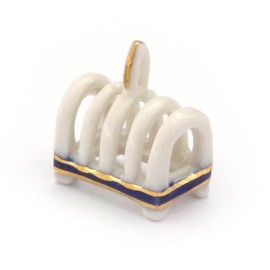 MyTinyWorld Dolls House Miniature Blue and Metallic Gold Toast Rack