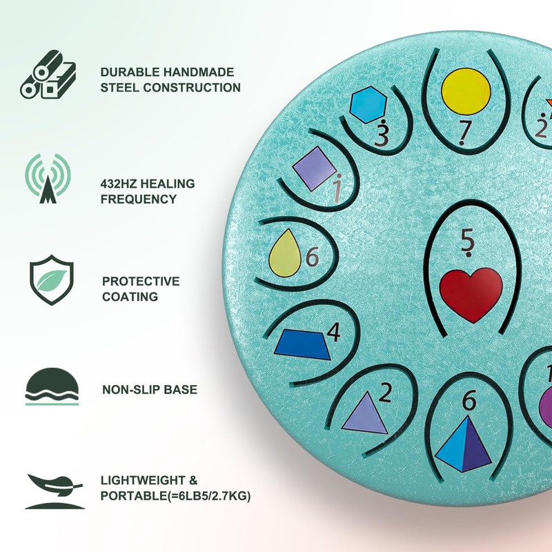 Rain Drum for Outside Garden, Steel Tongue Drum 6.8 Inch