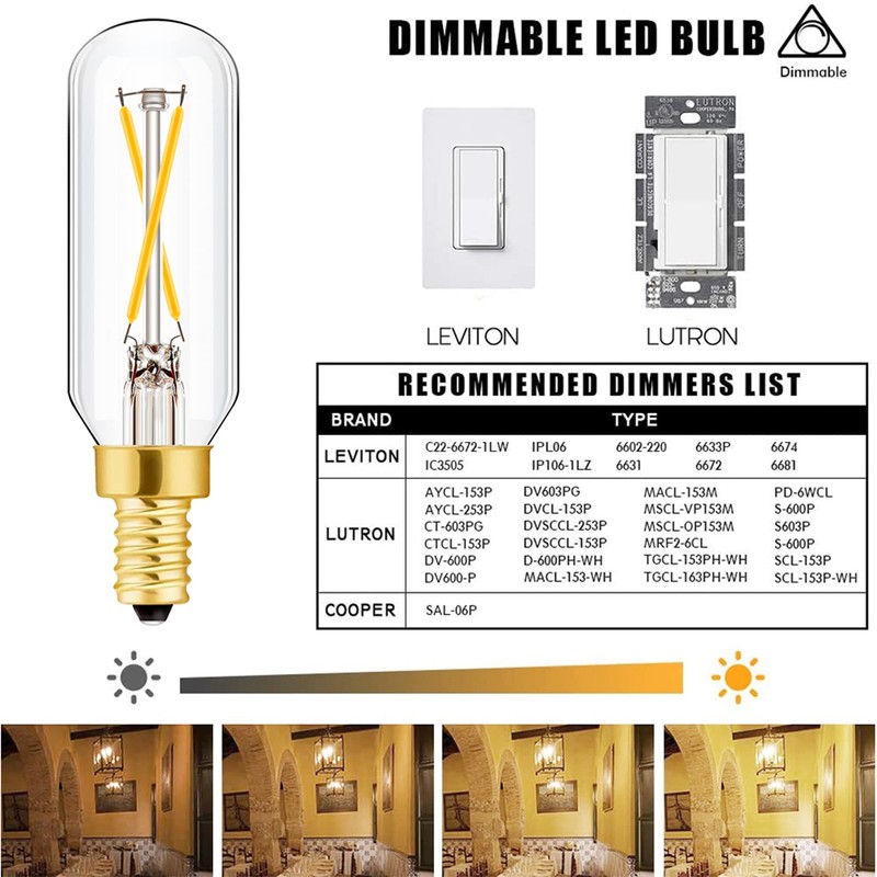 Leools E12 LED Bulb Dimmable 2W Equal 25 watt Light
