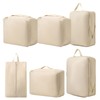 6-Pack Beige Compression Packing Cubes for Travel – Luggage Organizer