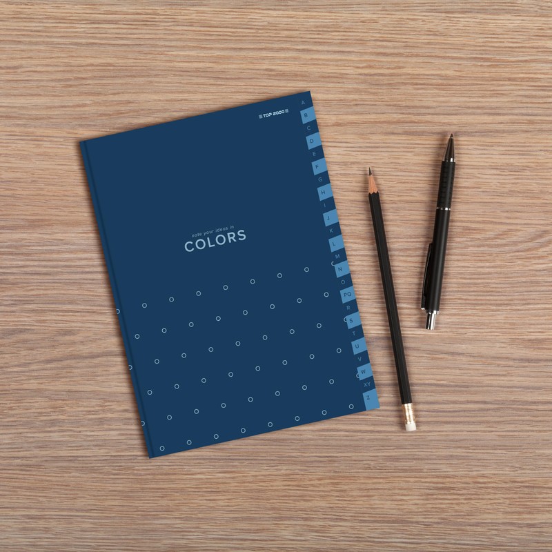 Top-2000 Index Notebook A5 96 Sheets Squared A-Z Blue Notebook