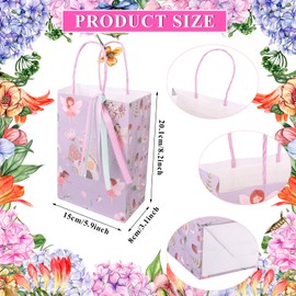 LIUBUJINGYING 36 Pcs Fairy Gift Bags Fairy Theme Party Favor Bag Floral Fairy Goodie Paper Treat Bag Mushroom Flower Party Favor Bag Forest Garden Gift Snack Treat with Ribbon for Birthday Baby Shower