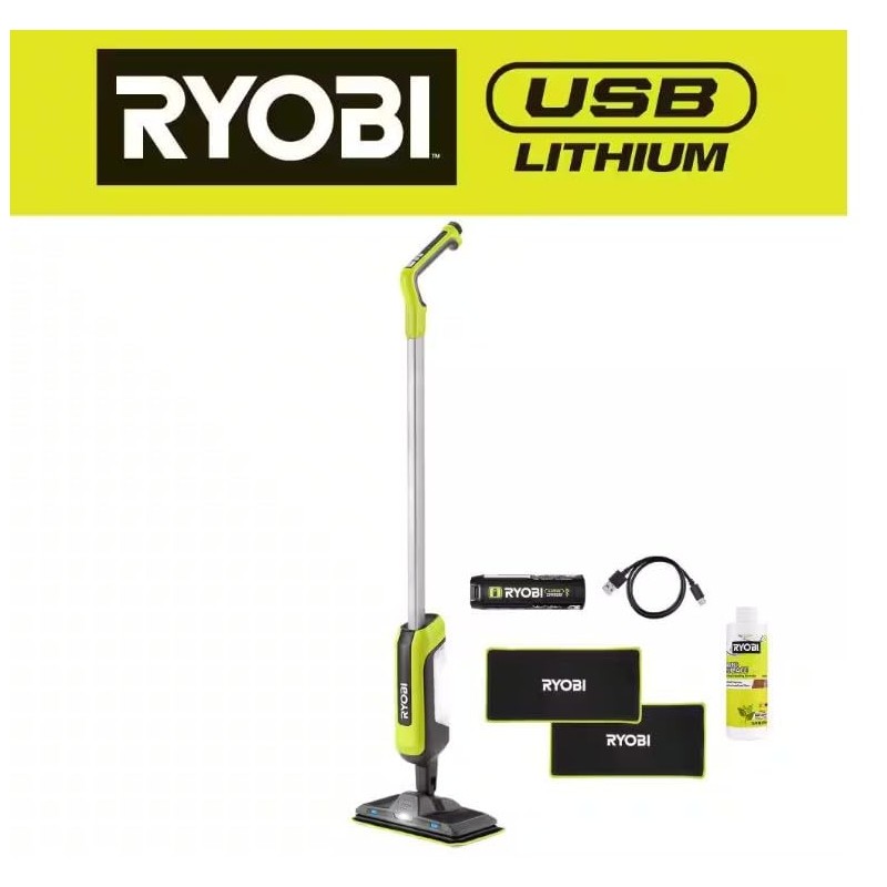 RYOBI USB Lithium Cordless Agitating Spray Mop Kit with 2.0