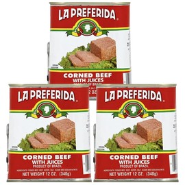 La Preferida Corned Beef with Juices, Ready to Eat, 13g of Protein (12 Ounce, Pack of 3)
