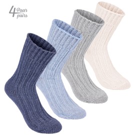 BRUBAKER Warm Alpaca Socks for Men or Women - 4 Pairs