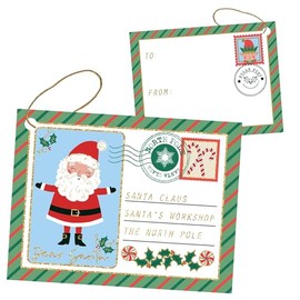 Jillson & Roberts Christmas to/from Gift Tags with Tie String with Holographic Accents, North Pole Bound (24 Count)