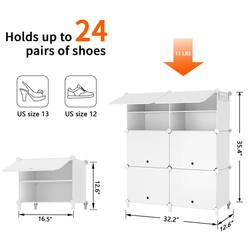 AWTATOS Shoe Rack, 6 Tier Shoe Storage Cabinet with Door,