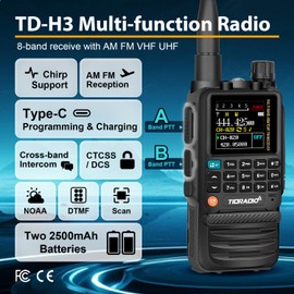TIDRADIO TD-H3 GMRS Handheld Radio, USB-C Programming & Charging, Multi-Band Long Range Walkie Walkies with GMRS Repeater Capable, 2500mAh Rechargeable Battery, DTMF FM AM NOAA 2Pack
