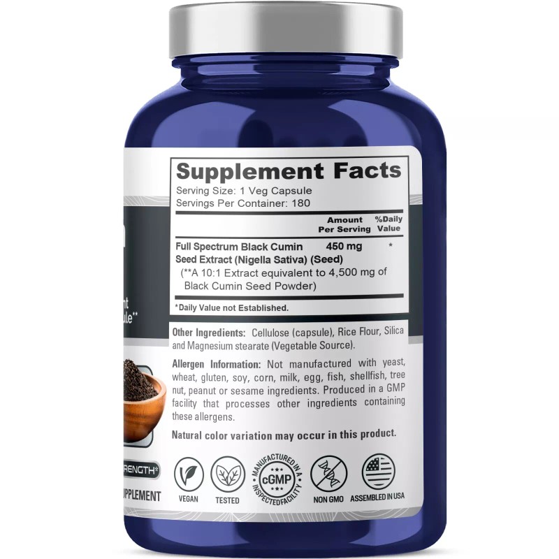 Spectrum NusaPure Full Spectrum Black Cumin Seed Extract 4500mg 180