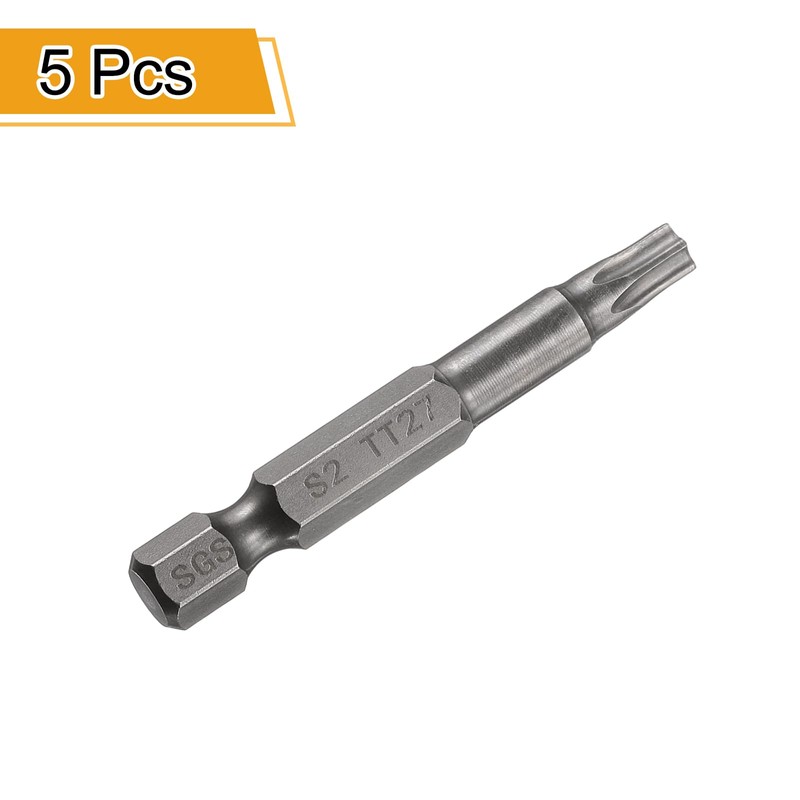 sourcing map 5pcs TT27 Security Torx Head Screwdriver Bit 2"
