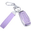Seedwee for Ford Key Fob Cover, Soft TPU Keys Protector Bling Key Fob Keychain for Explorer Mustang Fusion F150 Edge Lincoln MKZ MKC Nautilus, Silver Purple