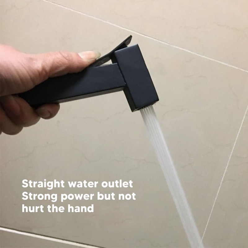 Sink Sprayer Stainless Steel Squared Electroplated Black Large Flow Bidet