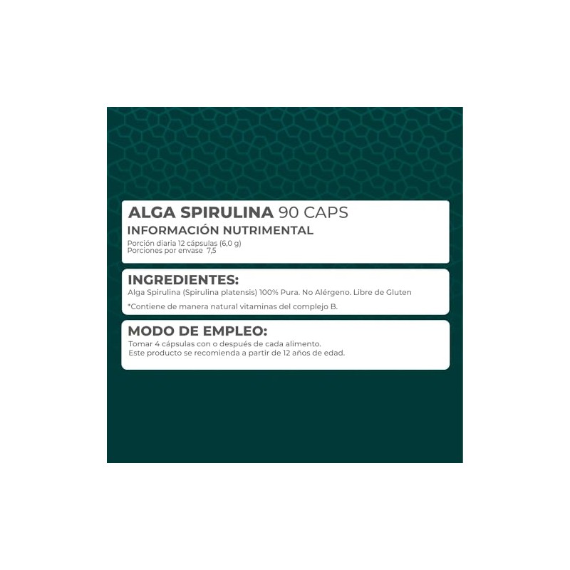 PRONAT | Alga Spirulina 100% Pura, Suplemento Alimenticio, 90 cápsulas
