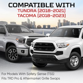 AJT DESIGN 10052B TSS Relocation Bracket – Fits 2018–2021 Tundra & 2018–2023 Tacoma | ABS Mount Compatible with Toyota Safety Sense – TRD Pro & Aftermarket Grille Compatible – Black – Made in USA