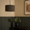 Modern Charcoal Grey Boucle Cylinder Ceiling Pendant Lampshade/Table Lamp Drum