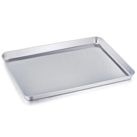 TEAMFAR Baking Tray, Stainless Steel Rectangular Baking Mould, Oven Tray, Oven Tray for Baking, 32 x 25 x 2.5 cm, Healthy and Durable, Highly Polished & Easy to Clean, Dishwasher Safe