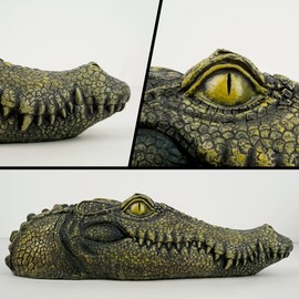Alligator Pool Float, Crocodile Head Ornament Decorations, Floating Alligator Head Decoy, Outdoor Fake Crocodile for Koi Pond Lawn Garden, Duck Deterrents for Pools, 5.7 * 3.9 * 13.8 Inches