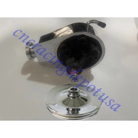 CNCRSR BBC SBC Chevy Chrome Saginaw Style Power Steering Pump w/ Single Groove Pulley