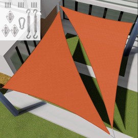 E&K Sunrise 7' x 11' x 13' Sun Shade Sail Right Triangle Canopy Shade Cover with Hardware Kit UV Block for Outdoor Pergola Patio Backyard Garden Deck (Orange)