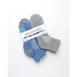 Van Heusen Men's Athletic Quarter Cut Socks (6 Pack), Size 6-12.5, BlueGrey Heather