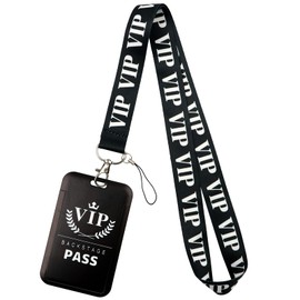 ID Badge Holder with Lanyard Event Staff VIP Pass Name Badge Tag Card Holder Lanyards for Office, School, Travel - Clip for Keys
