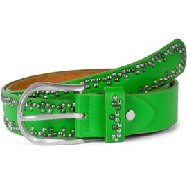 styleBREAKER Rivet Belt with Multicoloured Small Rivets, Belt Faux Leather, Plain, Can Be Shortened, Unisex 03010071, Green