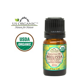 US Organic 100% Pure Melissa (Lemon Balm/Sweet Balm) Essential Oil - USDA Certified Organic, Steam Distilled - W/Euro Dropper (5 ml / 1/6 fl oz)
