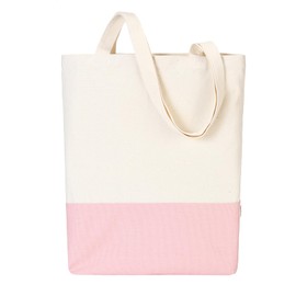 WODXCOR Canvas Book Tote Bag for Women Library Cloth Reusable Grocery Bags Cute Teacher School Cotton powder