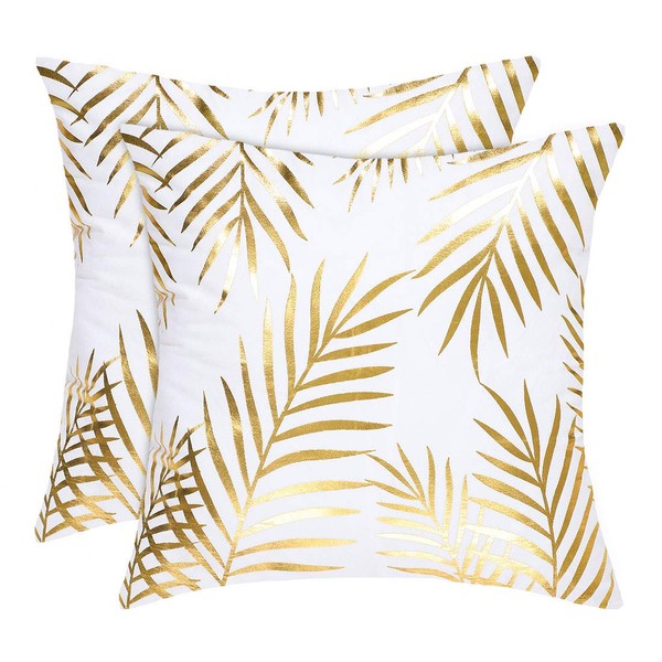 sourcing map Pack of 2 Throw Pillow Cover Gold Leaves