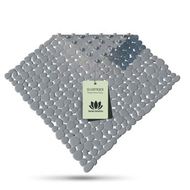 SilverRack Shower Mat Non-Slip 53 x 53 cm (Grey Pebble Stone Look) - Non-Slip Shower Mat BPA Free - Bath Mat Non-Slip & Machine Washable - Shower Mat Non-Slip and Mildew Proof