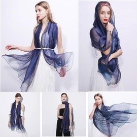 N-A HURESON Lightweight Silk Scarf Elegant Soft Shawls and Wraps for Evening Dresses glitter Scarves for Women for All Seasons