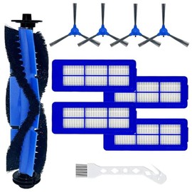 10 Pack Replacement Parts for eufy RoboVac 11S Max, Accessories Kit for 15C Max, 30C Max, G20, G20 Hybrid,G30, G30 Edge, Includes 1 Roller Brushes, 4 Filters, 4 Side Brushes,1 Cleaning Brush