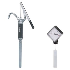 Groz Heavy Duty Hand-Operated Lever Action Barrel Pump With Drum Level Indicator| For Pumping Anti-Freeze | Aluminum Die Cast Pump Head | Built-In 1-1/2 inch and 2-inch Bung | Viton Seals