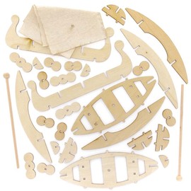 Baker Ross FE627 Roman Ship Wooden Kits - Pack of 3, Wooden Crafts for Children to Decorate and Display, Kids Educational Activity, White