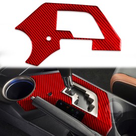 Car Center Console Gear Shift Cover Sticker Interior Trim Real Carbon Fiber Compatible with Toyota RAV4 2013 2014 2015 Accessories Red